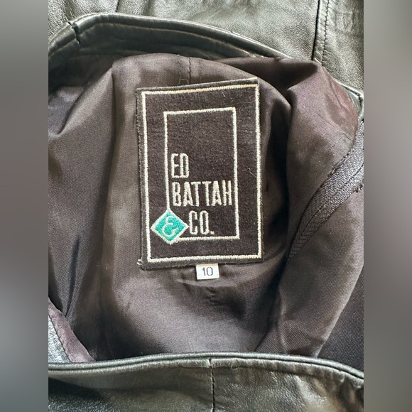 Vintage Ed Battah Elegant Black Buttery Leather Black Skirt M L 10 - Picture 4 of 10